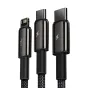Kabeļi - USB cable 3in1 Baseus Tungsten Gold, USB to micro USB / USB-C / Lightning, 3.5A, 1.5m (black) CAMLTWJ-01 - ātri pasūtīt no ražotāja