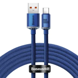 Kabeļi - Baseus Crystal Shine cable USB to USB-C, 5A100W1.2m (blue) CAJY000403 - ātri pasūtīt no ražotāja
