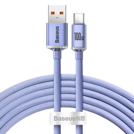 Baseus Crystal Shine cable USB to USB-C, 5A, 1.2m (purple) CAJY000405