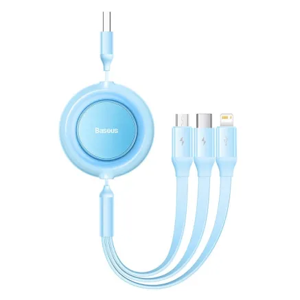 Baseus Bright Mirror 2, USB 3-in-1 cable for micro USB / USB-C / Lightning 3.5A 1.1m (Sky blue) CAMJ010017