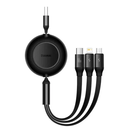 Baseus Bright Mirror 3, USB 3-in-1 cable for micro USB / USB-C / Lightning 66W / 2A 1.1m (Black) CAMJ010101