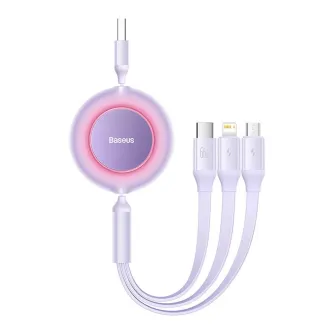 Kabeļi - Baseus Bright Mirror 3, USB 3-in-1 kabelis micro USB / USB-C / Lightning 66W / 2A 1.1m (violets) CAMJ010105 - ātri pasūtīt no ražotāja