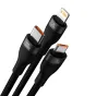 Kabeļi - 3in1 USB cable Baseus Flash Series 2, USB-C + micro USB + Lightning, 100W, 1.2m (black) CASS030101 - ātri pasūtīt no ražotāja