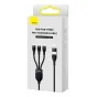 Kabeļi - 3in1 USB cable Baseus Flash Series 2, USB-C + micro USB + Lightning, 100W, 1.2m (black) CASS030101 - ātri pasūtīt no ražotāja