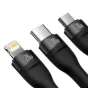 Discontinued - 3in1 USB cable Baseus Flash Series 2, USB-C + micro USB + Lightning, 100W, 