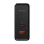 Baterijas, akumulatori un lādētāji - Wall charger Baseus GaN USB-C + USB, 100W + 1m cable (black) CCGP090201 - ātri pasūtīt no ražotāja