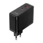 Baterijas, akumulatori un lādētāji - Wall charger Baseus GaN USB-C + USB, 100W + 1m cable (black) CCGP090201 - ātri pasūtīt no ražotāja