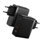 Baterijas, akumulatori un lādētāji - Wall charger Baseus GaN USB-C + USB, 100W + 1m cable (black) CCGP090201 - ātri pasūtīt no ražotāja