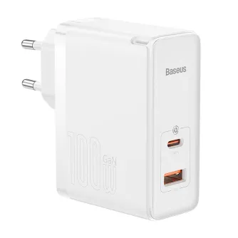 Kabeļi - Wall charger Baseus GaN5 Pro USB-C + USB, 100W + 1m cable (white) CCGP090202 - ātri pasūtīt no ražotāja