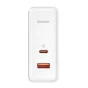 Kabeļi - Wall charger Baseus GaN5 Pro USB-C + USB, 100W + 1m cable (white) CCGP090202 - ātri pasūtīt no ražotāja