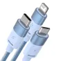 Kabeļi - 3in1 USB cable Baseus StarSpeed Series, USB-C + Micro + Lightning 3,5A, 1.2m (Blue) CAXS000017 - ātri pasūtīt no ražotāja