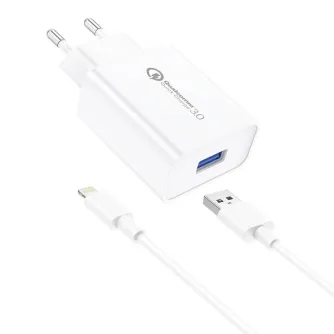 Kabeļi - Foneng EU13 Wall Charger + USB to Lightning Cable, 3A (White) EU13 iPhone - ātri pasūtīt no ražotāja