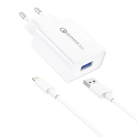 Foneng EU13 Wall Charger + USB to Lightning Cable, 3A (White) EU13 iPhone
