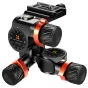 K&F Concept 3-Way Geared Tripod Head CNC Process Aluminum Alloy, High-Precision Fluid Head Load KF31.047