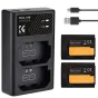 K&F Concept NP-FZ100 dvigubo USB įkroviklis su dviem 2280mAh baterijomis, suderinamomis su Sony, įtrauktas Micro USB ir Type C įkrovimo kabelis