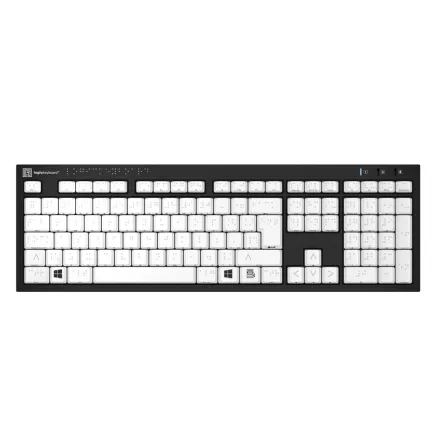 Logic Keyboard Braille - PC Nero Slim Line Keyboard - UK English LKB-BRAILLE-BJPU-UK