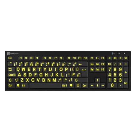 Logic Keyboard XLPrint NERO PC Yellow on Black UK LKB-LPYB-BJPU-UK