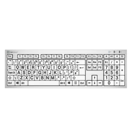 Logic Keyboard XLPrint PC Slim Line Black on White UK LKB-LPRNTBW-AJPU-UK