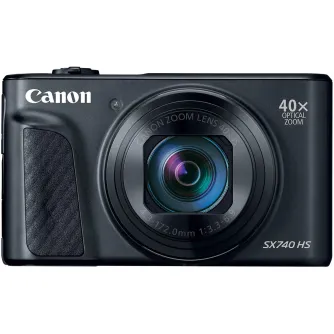 Canon PowerShot SX740 HS juodoje kompaktinėje fotoaparate su 40-kartiniu optiniu zoomu ir 20.3 MP CMOS jutikliu