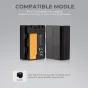 K&F Concept NP-FZ100 2000 mAh dvigubo baterijų komplektas su protingu dvigubu kanalu įkrovikliu Sony kameroms, vaizduojamas atidarytas su matoma baterijos etikete ir uždarytas su apsauginiu dangčiu