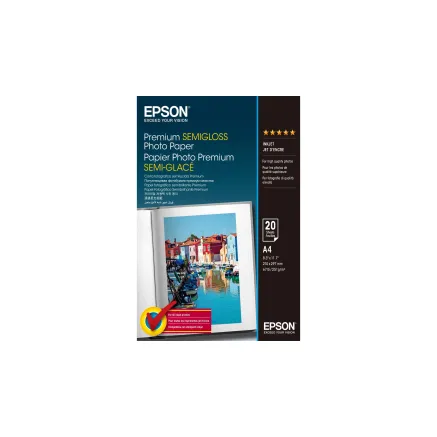 Epson Premium Semigloss Photo Paper, DIN A4, 251g/mÂ, 20 Sheets A4