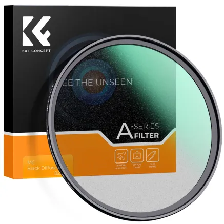 K&F Concept 77MM A Series Black Mist Filter 1/4, HD, Waterproof, German optics, Green Coating KF01.2268