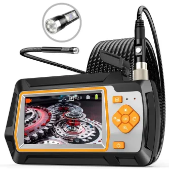 K&F Concept Industrial Endoscope Dual Lens Inspection Camera 5.5mm with Metal Cable and 4.3 IPS Hard Screen, 8 LED Lights Hydro 