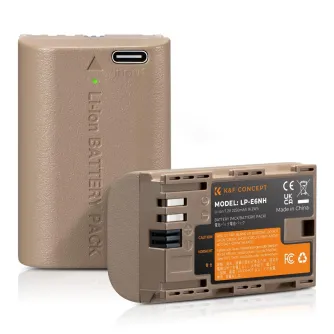 Kameru akumulatori - K&F Concept K&F LP-E6NH 2250mAh, Type C Mount Direct Camera Battery, *2pc KF28.0022S1 - perc šodien veikalā un ar piegādi