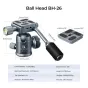 Tripod Heads - K&F Concept 26mm Metal Tripod Ball Head with Handle 360 Degree Rotating Panoramic with 1/4 inch Quick Release KF31.049V1 - quick order from manufacturer