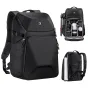 K&F Concept Camera Backpack 20L su kietu prieki, organizuotais kompartimentai foto įrangai ir paminkštintomis petnešomis patogumui.