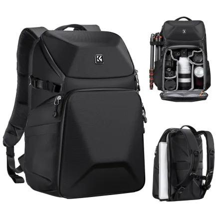 K&F Concept Camera Backpack 20L Large Waterproof Camera Bag with Front HardShell, Black KF13.144