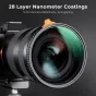 KFConceptKF82MMVariableNDFilterTrueColorND2-ND32with28LayersofAnti-reflectionGreenFilmKF012161