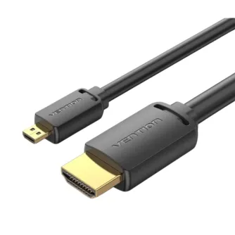 Video vadi, kabeļi - Vention HDMI-D Male to HDMI-A Male 4K HD Cable 1m Vention AGIBF (Black) - perc šodien veikalā un ar piegādi