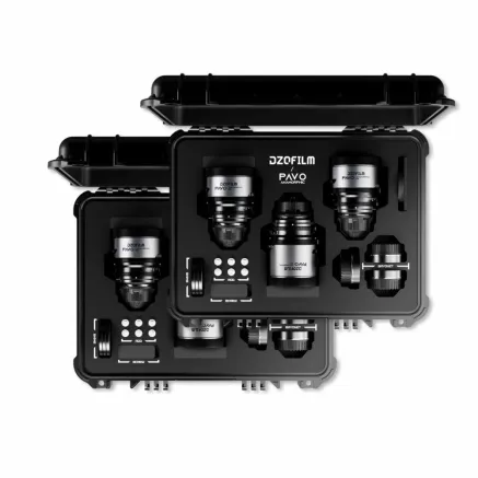 DZOFILM Pavo 2x Anamorphic 6-Lens Kit (28/32/40/55/75/100mm T2.1/T2.4) for PL/EF Mount (S35) Blue Coating