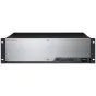 Roland V-1200HD Multi-Format Video Switcher su juodu viršutiniu skydeliu, sidabriniu priekiu, valdymo mygtukais apatinėje dešinėje, USB prievadu, meniu/įvedimo/ištrynimo mygtukais, ryšio/pin/ac indikatoriais ir maitinimo jungikl