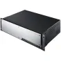 Roland V-1200HD Multi-Format Video Switcher su tvirtu dizainu, juodu viršutiniu skydeliu, sidabriniu priekinio skydelio, daugybe prievadų, mygtukų ir indikatorių šviesų, idealiai tinka profesionaliam transliavimui ir tiesioginėm