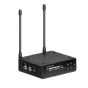 Sennheiser EW-DP ME4 SET bevielė mikrofonų sistema su skaitmeniniu ekranu, dviem antenomis ir pažymėtais prievadais MIC OUT, USB POWER ir ausinių lizdu.
