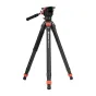 Fotopro AK66 i-Speedy video trikojis su MH-6A Pro galva - juodas, pusautomatinė atvėrimo sistema, 360 laipsnių rotacija, maksimalus aukštis 151 cm