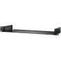 Blackmagic Universali Rack Shelf (BM-CONVNTRM-YA-RSU) su matinės juodos apdaila, ventiliacijos grotelėmis ir montavimo skylėmis abiejuose galuose, skirta 1RU sprendimams.