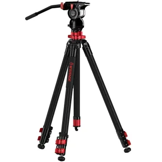 iFootage Gazelle TC6S-Uprise + Komodo K5S Tripod Bundle - Anglies pluošto statyvas su skysčiu galvute ir greito atlaisvinimo plokšte