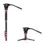 iFootage Cobra 3 aluminium flip‑lock monopodas (CB3 A180F) su Komodo K5S fluid head, parodžiamis pilniai išvystytas ir su išvystytomis triukšmis, juosčiai juosčiai, maksimālus augstumas 180 cm, modulinis dyzainas.