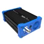 Kiloview HD 3G-SDI Wireless NDI Videoencoder (N1) su sidabriniu antenos uostu, maitinimo mygtuku ir ventiliatoriumi, pabrėžiantis jo kompaktišką dizainą su srieginių varžtų tvirtinimais ir pažymėtais SDI, WiFi ir įkrovimo prieva