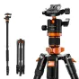 K&F Concept K254A3 štabalas su BH-28L kulkla galva, rodomos trys būdas: išvystytas monopodas, kompaktai svyruotas štabalas forma ir detalizuota kulkla galva su štabalų, akcentuojantis lengvas aluminių konstrukciją, Arca‑Swiss gr