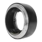 Techart TCX-01 bajonetinis adapteris Canon EF ir Hasselblad X1D, su elegantišku juodu ir sidabriniu dizainu, apvalia anga ir geltonomis indikacinėmis šviesomis.
