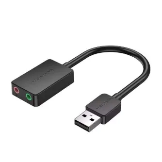 Vention 2-port USB External Sound Card 0.15M Black