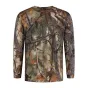 Stealth Gear Ilgos rankovės Camo Forest Print T-shirt su realistišku miško kamufliažo raštu, detalizuotais medžių šakomis ir lapais, pagamintas iš lengvos poliesterio medžiagos, dydis XL.