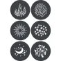 Godox GP GS1 GOBO Set MG1200Bi - Šeši 148mm metaliniai gobo su sudėtingais raštais, tokiais kaip fejerverkai ir saulės spinduliai, kūrybiniams apšvietimo efektams