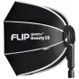 SMDV Flip Beauty Dish 20 20-colių juodas softbox su baltu apdaila, su FLIP logotipu, tvirtinamas prie greitojo blykstės laikiklio, idealus portretams.