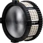 NANLUX FL-28 Fresnel objektyvas Evoke LED prožektoriui - Kompaktiškas, aukštos kokybės objektyvas su juodu korpusu ir sidabriniu atspindinčiu paviršiumi studijiniam apšvietim.