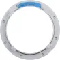 Nanlux Speed Ring su elektriniais kontaktais SB120PR softboksui, apvalus metalinis žiedas su mėlyna kontaktų juosta ir auksiniais pinais, būtinas saugiam modifikatoriaus atpažinimui studijos apšvietime.